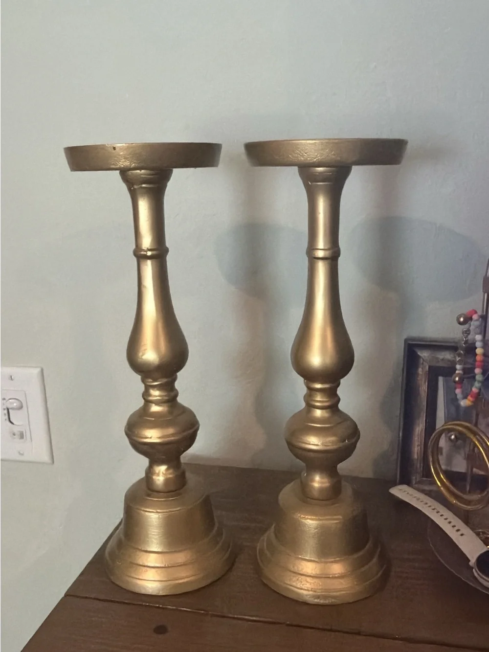 Gold Decorative Candlestick Pair - Home Accents